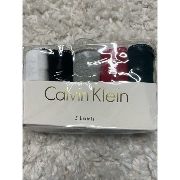Calvin Klein Women's Multicolor Signature Cotton 5-Pack Bikini Size Small NWT - Picture 3 of 4